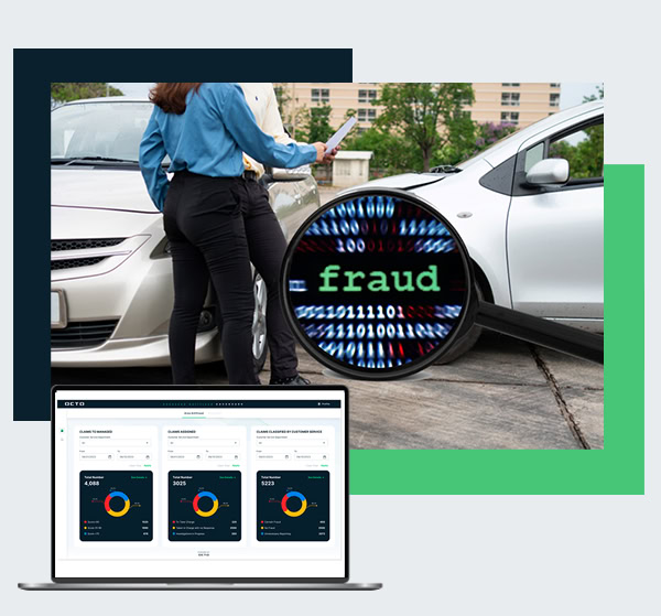 Insurance fraud detection with crash analysis dashboard and investigation scene