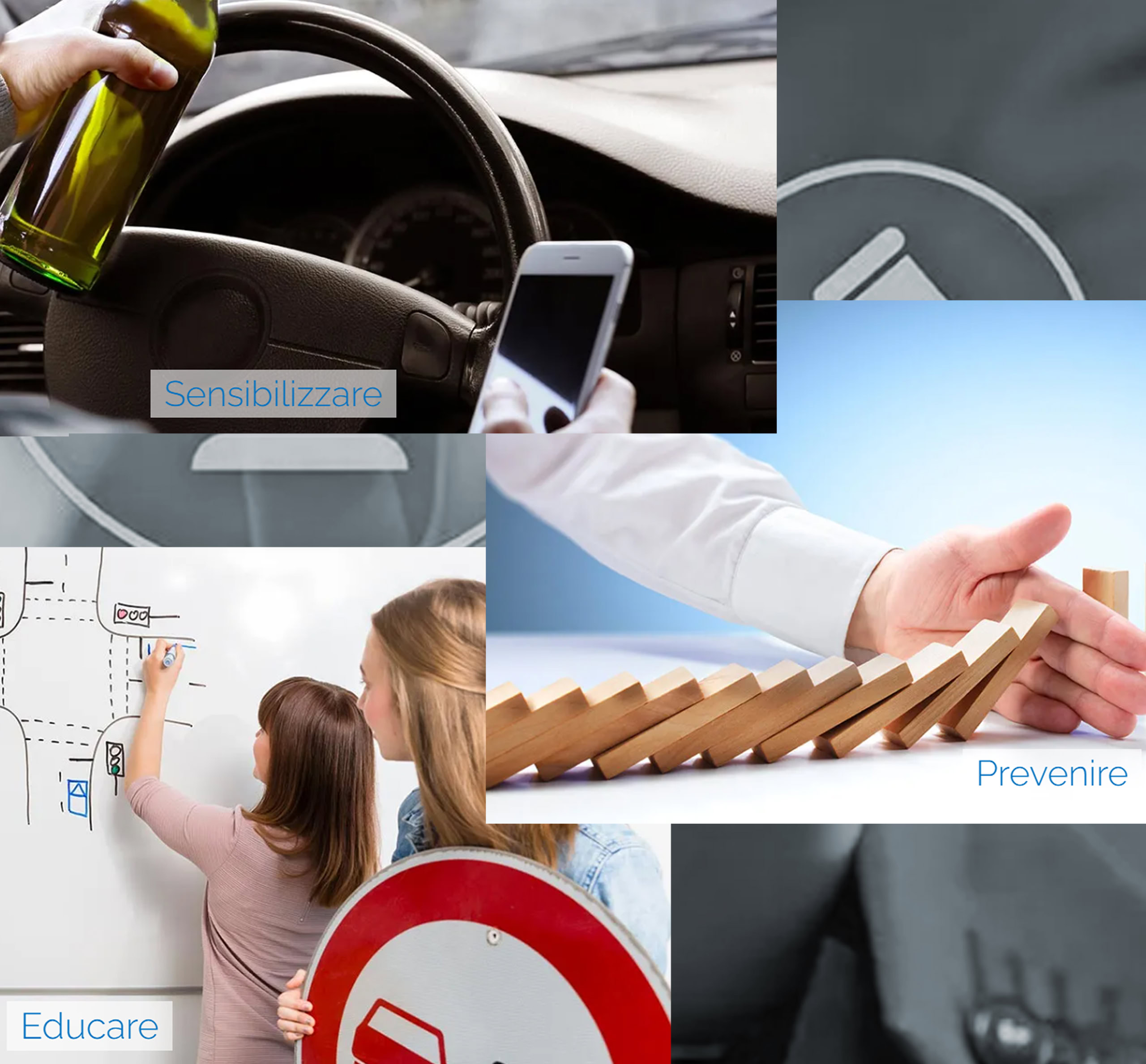 Collage on road safety: awareness, education, and prevention themes